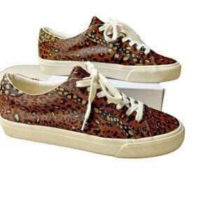 Madewell Calf Hair Sneakers‎ Womens Size 8.5 Painted Leopard Sidewalk Low Top